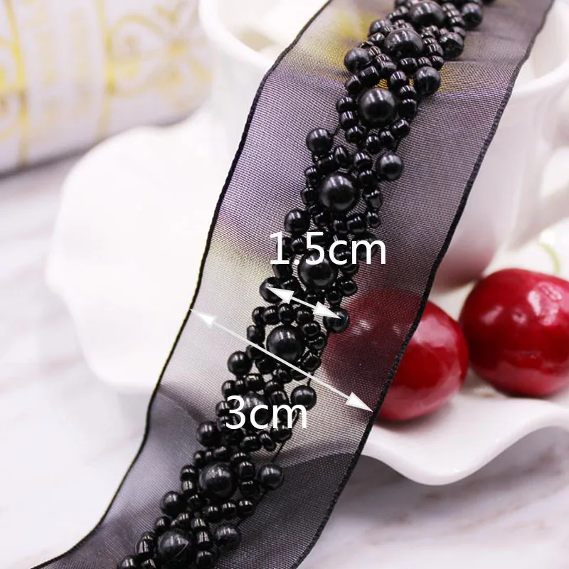 1 ярд 3 см жемчужный вышитый бисером кружевной отделкой сетчатая ткань кружевная