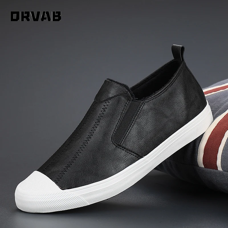 

Туфли мужские зимние плюшевые, роскошные лоферы, без застежки, повседневная обувь, черные