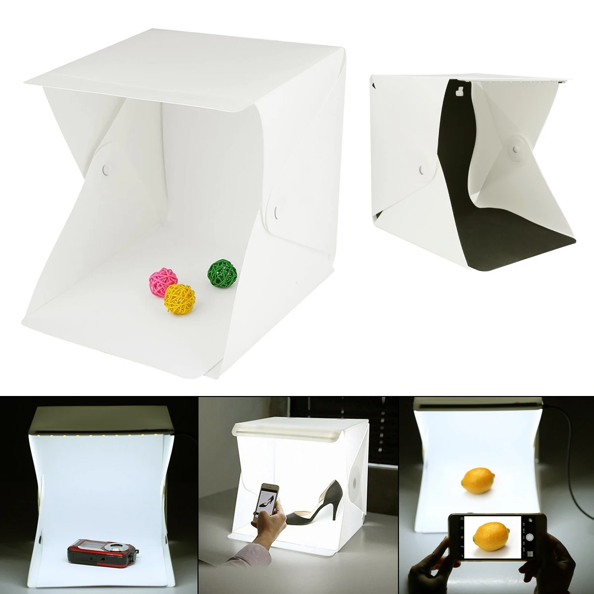 

Portable Light Room Mini Desktop Photo Studio 9" Photography Lighting Tent Kit Backdrop Quick Disassembly Cube Box