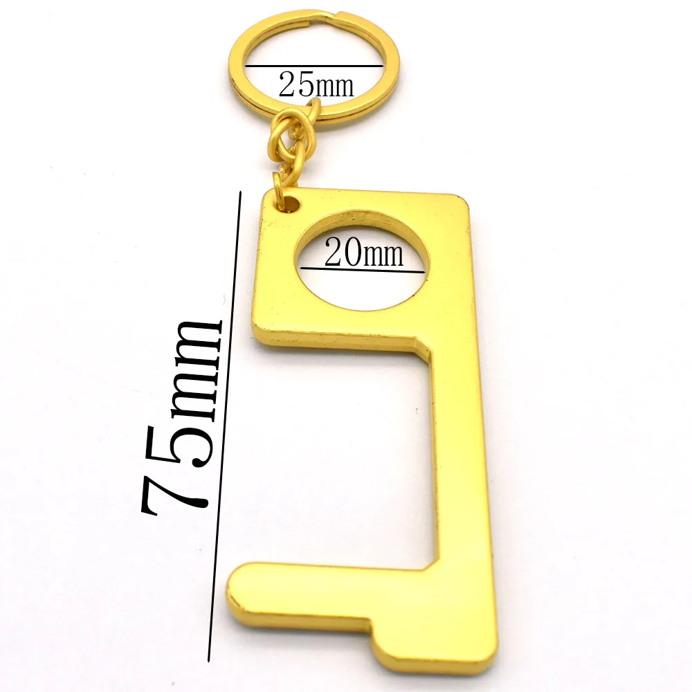 Золотая открывалка для двери с кольцом ключей Бесконтактный антимикробный