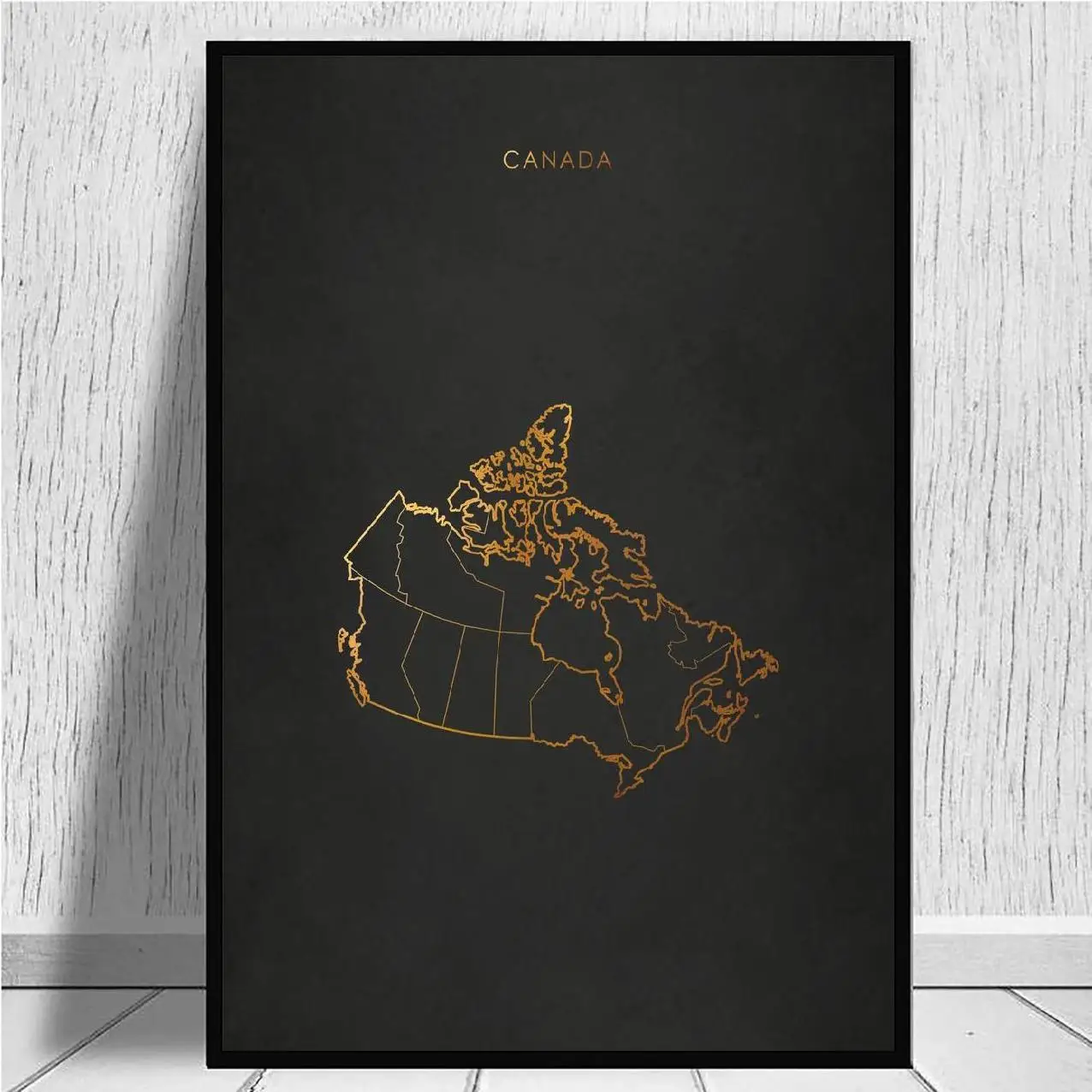 

Золотая линия, черная карта канады, холст, настенный художественный принт, современный плакат, настенные картины, декор для гостиной
