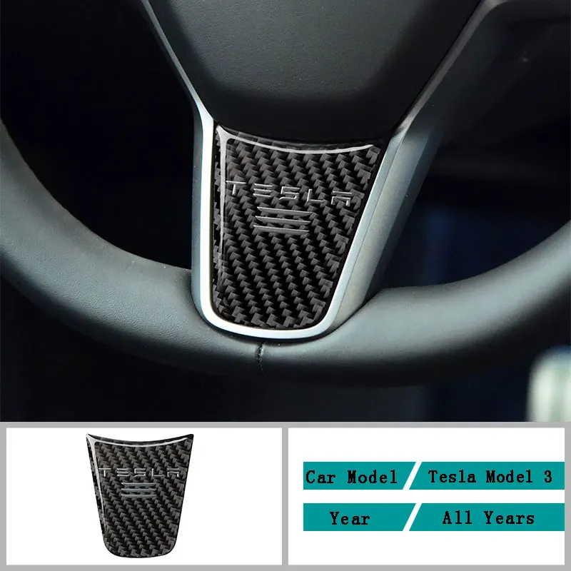 

Carbon Fiber Car Accessories Interior Steering Wheel Modification Protective Cover Trim Stickers For Tesla Model 3 All Years