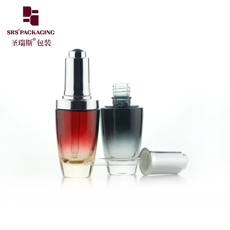 

50 шт./лот 30 мл 1 унция пустая черная красная градиентная цветная Роскошная стеклянная капельница сыворотка бутылка