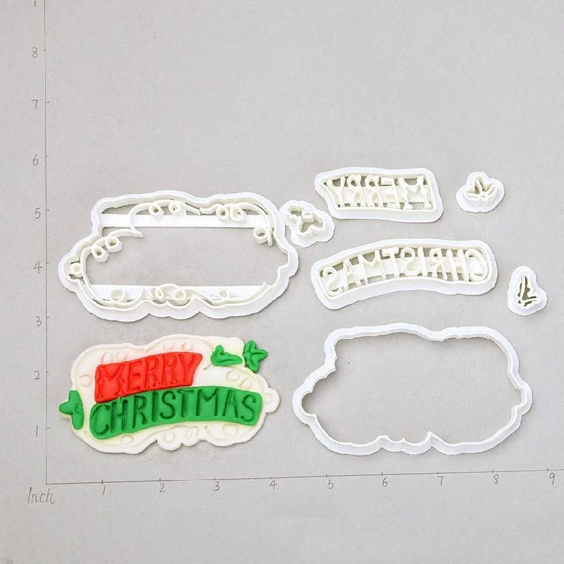 Merry Xmas 2inch 3d печать PLA пластик Счастливого Рождества снеговик пряник девочка дом олень помадка печенья резак набор - Цвет: Merry Xmas 2inch