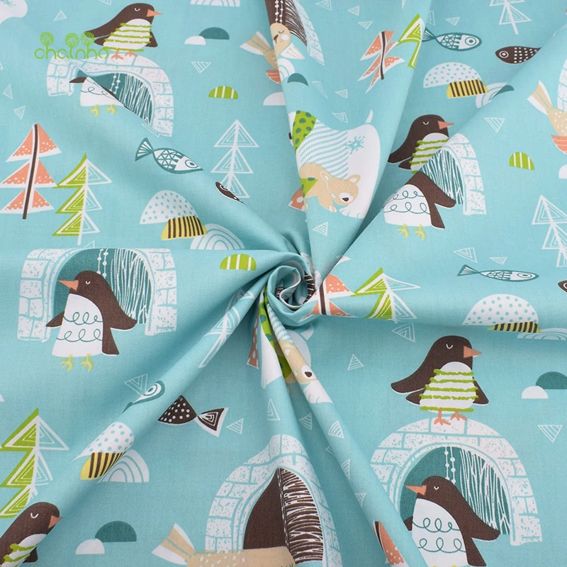 Chainho 8 шт./лот мультяшная серия саржевая хлопчатобумажная ткань с принтом