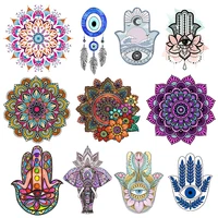 iron on patches hand of fatima mandala flowers stripes thermo stickers on clothes heat transfer decorate womens t shirts