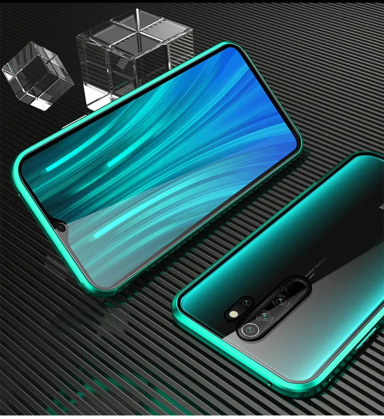 Металлический магнитный чехол для Xiaomi A2 6X8 Explorer 9 9SE 9Pro, двойной чехол из закаленного стекла для Xiaomi CC9 F1 Mix2S Max3 9T 9TPro - Цвет: Зеленый