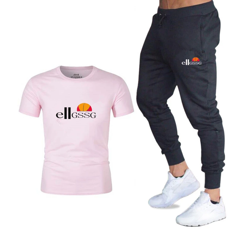 

Sports pants men's casual pants 2021 spring and summer new short-sleeved trousers two-piece men's trend