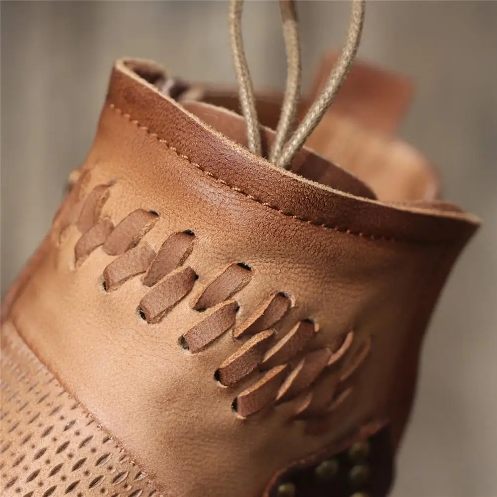 Женские ботильоны ручной работы из овечьей кожи Удобные прогулочные ботинки с