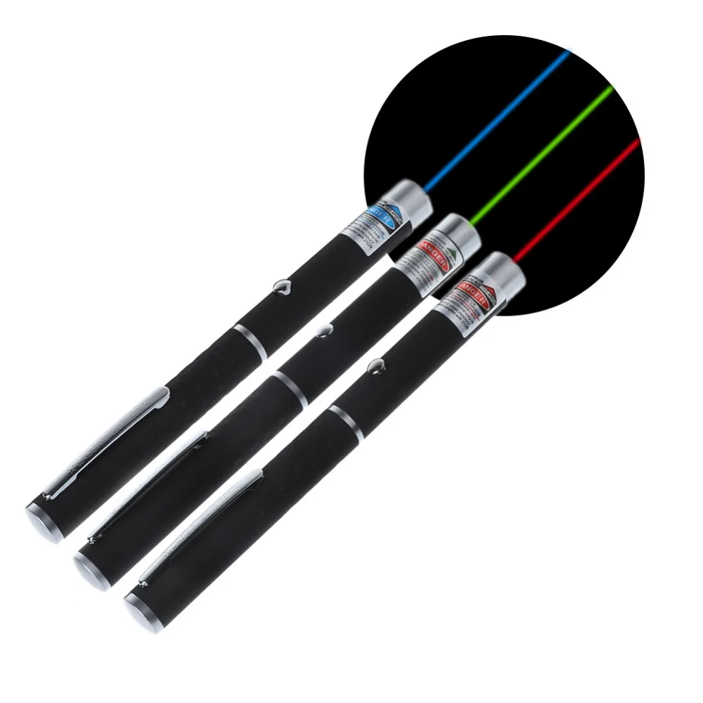 

650nm Powerful Red Purple Green Laser Pointer Pen Visible Beam Light Adjustable Burning Match 5mW Lazer Power 2 x AAA Battery