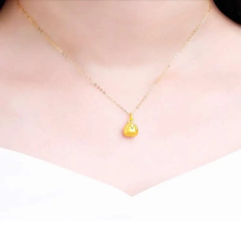 

PURE 24K YELLOW GOLD PENDANT WOMEN 999 GOLD 3D LOTUS NECKLACE PENDANT