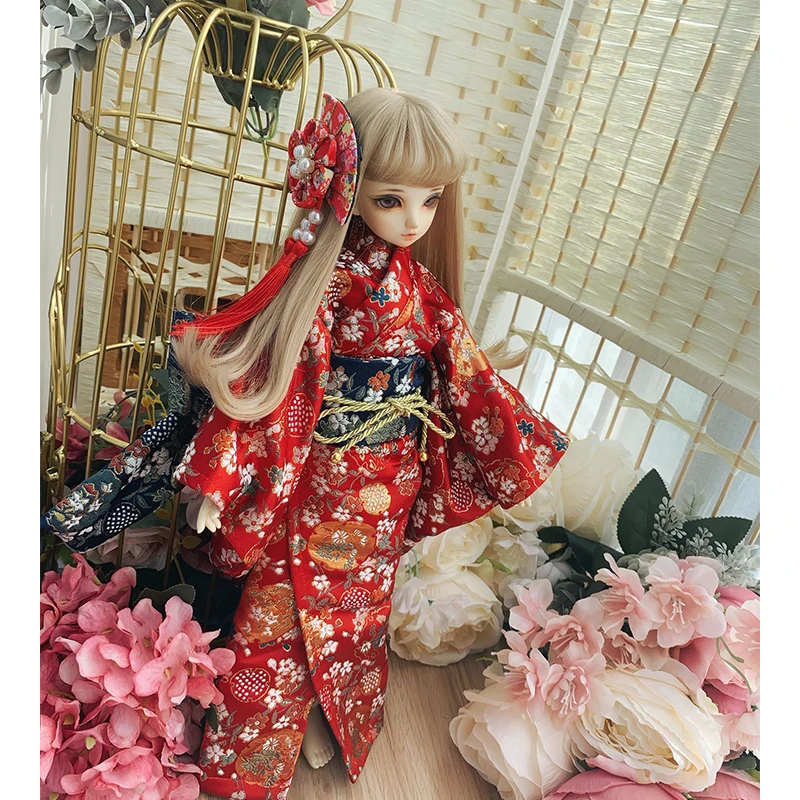 Кукла BJD 1/6 1/4 1/3 кимоно Красного/синего цвета для аксессуары кукол только
