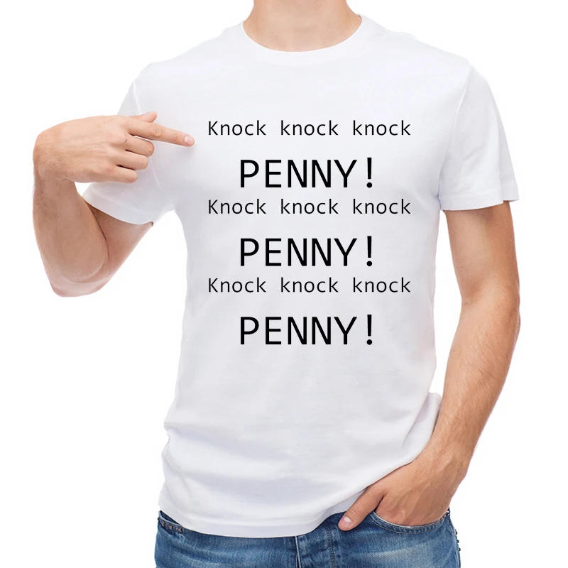 

TEEHUB New Fashion Penny Printed Men T Shirt Short Sleeve Sheldon's Knock T-shirt Fantastic Design Tops Novelty Male Tees