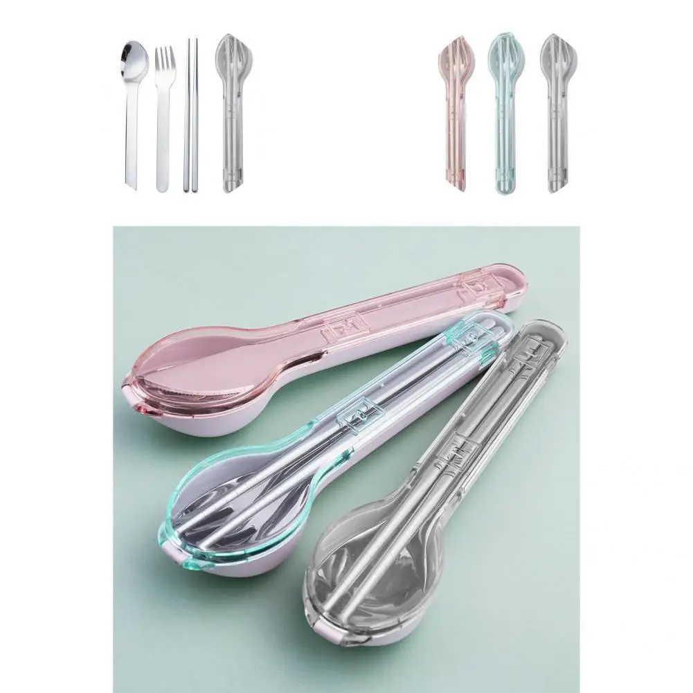 

Portable 1 Set Useful Travel Cutlery Chopsticks Spoon Utensils Set No Odor Spoon Fork Set Smooth Surface for School