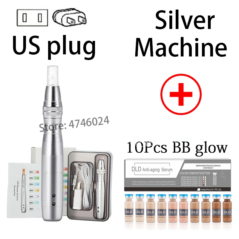 Machine 10 BB glow Bb крем ампульная машина набор 7 цветов светодиодный Ручка для лечения bb Крем Сыворотка для удаления акне шрам уменьшение растяжек Электрический Dr. pen - Цвет: Machine 10 BB glow