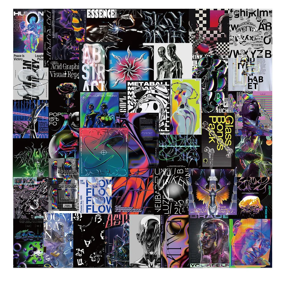 

10/30/50PCS Harajuku style gradient color inspiration poster Acid Graph Sticker Travel Luggage Laptop Cartoon Sticker