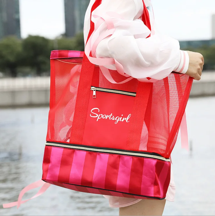 

2020 Direct Selling 2021 Korean New Women's Single Shoulder Bag Nylon Mesh Fitness Swimming Dry Wet Separation