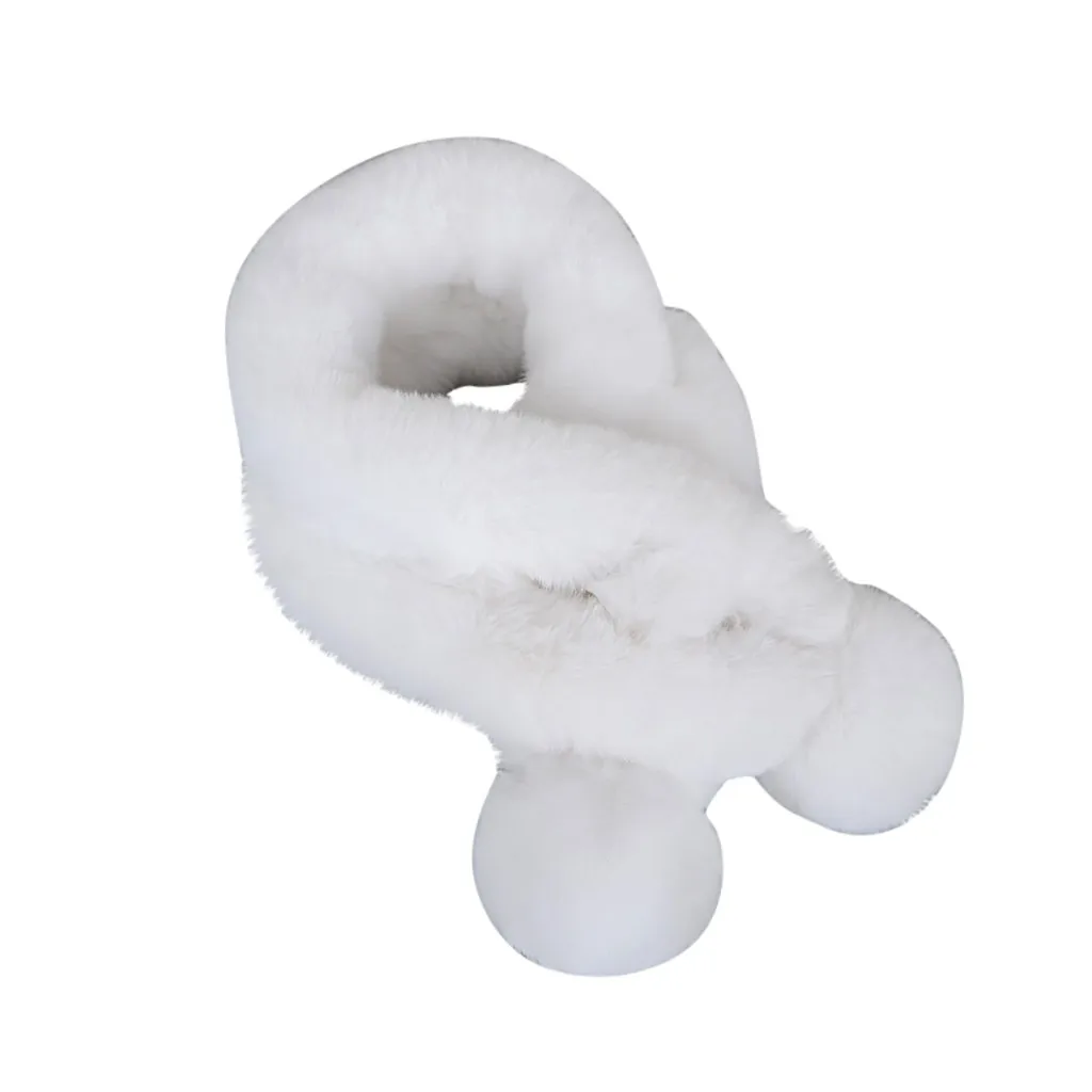 

Women Winter Lady Faux Fur Scarf Pure Color Neck Sleeve Outerwear Scarf Warm reusable Cycling facemask Fashion Mouth Face Scarf