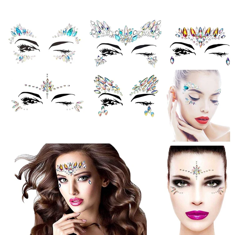 10 Sets Face Gems Stickers Breast Body Jewelry Crystal Nipple Tattoo for Festival Rhinestone Decorations Tatto |