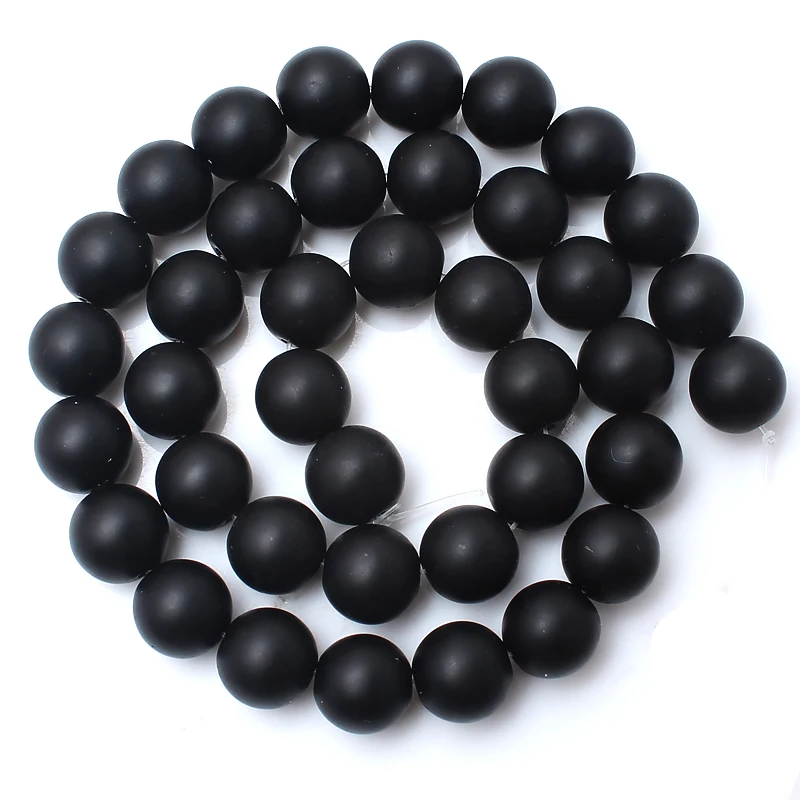 Matte Black Agate Натуральный круглый тигровый глаз Амазонит гранат Агаты ангелит кварц Лава бусины для самостоятельного изготовления ювелирных изделий браслет аксессуары 15'' - Цвет: Matte Black Agate