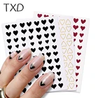 TXD 3D наклейка для ногтей черное сердце любовь самоклеящаяся наклейка слайдер маленькая свежая белая звезда Персиковое сердце украшение для ногтей