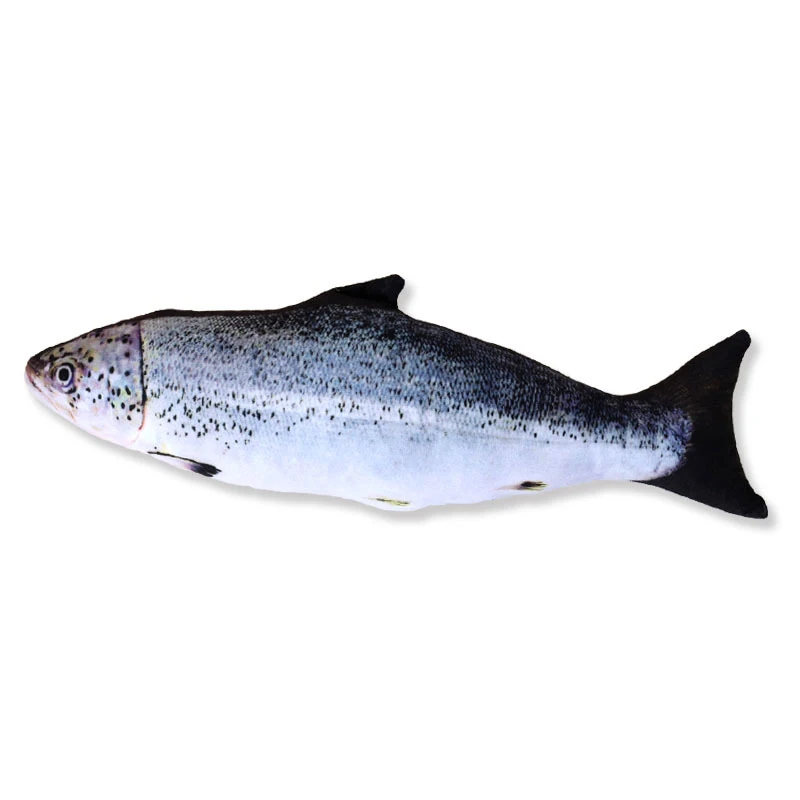 salmon Мягкая Плюшевая креативная игрушка для кошек в форме рыбы, забавный питомец С Кошачьей Мятой, игрушка для жевания, подарок, мягкая подушка, кукла, имитация игры, игрушка для домашних животных - Цвет: salmon