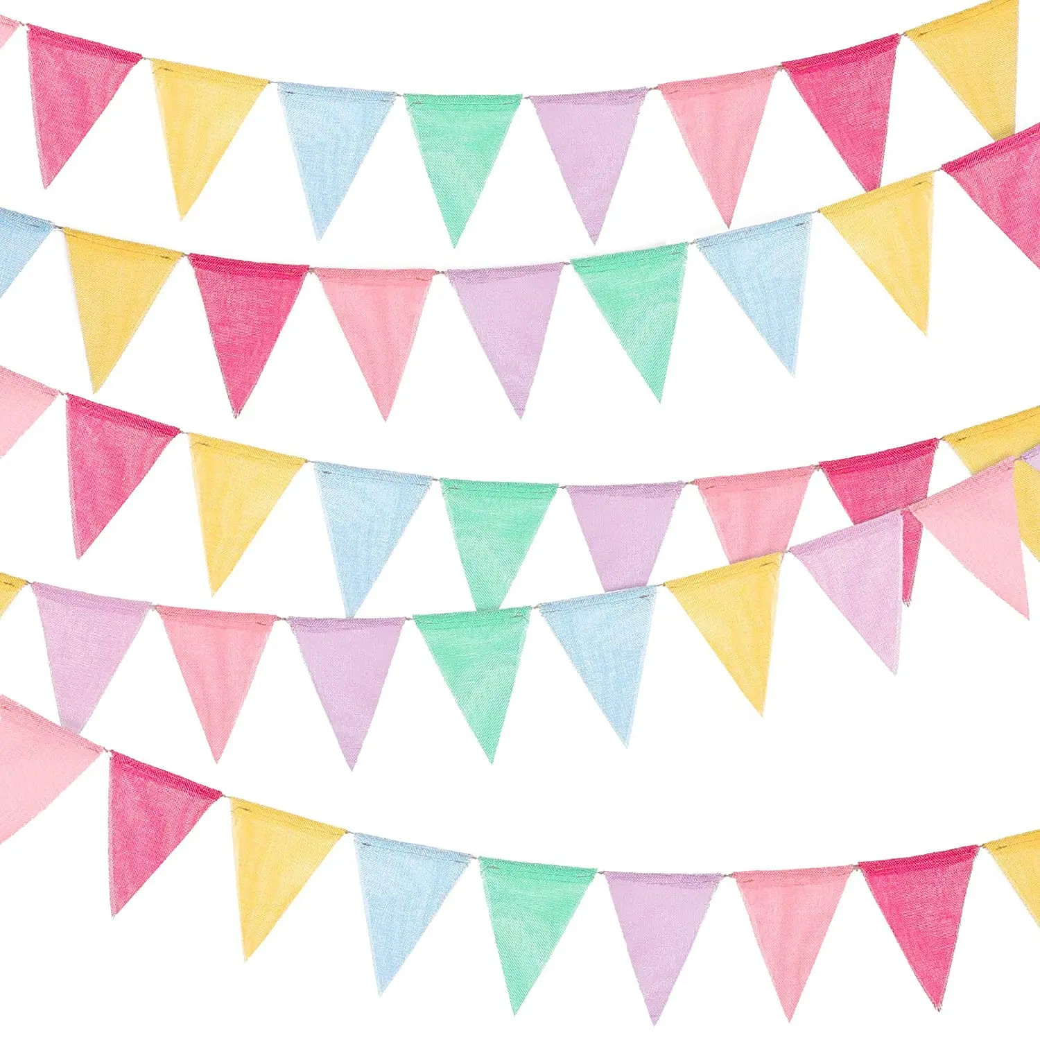 

Multicolored Burlap Bunting Banner Pastel Fabric Triangle Flag Garland for Birthday Graduation Bridal Party Decoration Hanging
