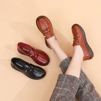 black loafers genuine leather sneakers for women 2021 flat heel womens autumn shoes ladies cowhide moccasin woman flats