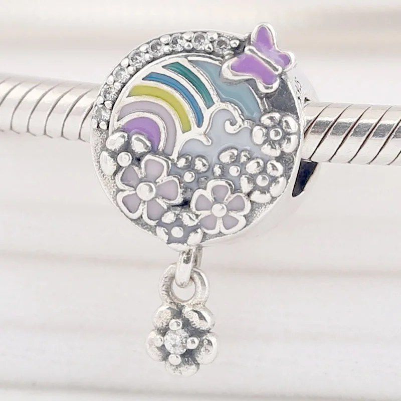 

Подвеска из серебра 925 пробы, с радугой и цветами