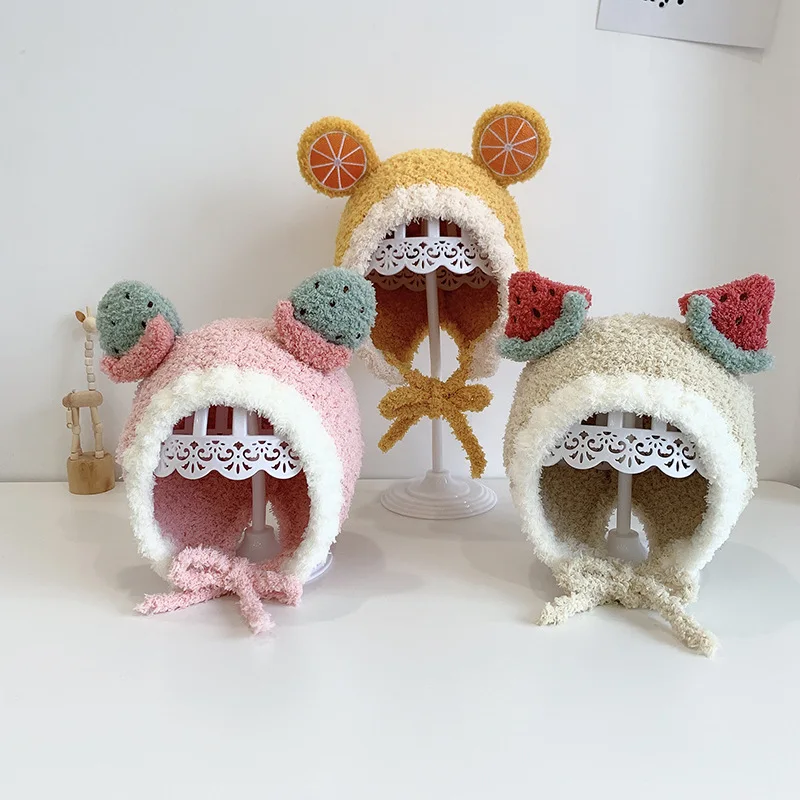 

INS Korea Baby Hat Winter Warm Plush Knitted Ear Warmer Children's Hat Bonnet Boys Girls Cap Beanie Christmas Hats