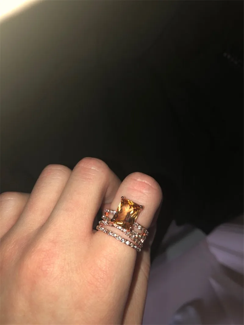 Женские свадебные кольца CC роскошное обручальное кольцо цвета розового золота с