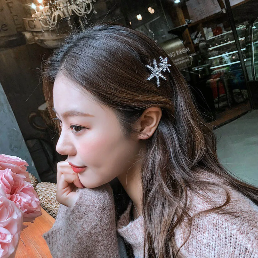 Корейские женские блестящие хрустальные стразы звездочки металлические заколки