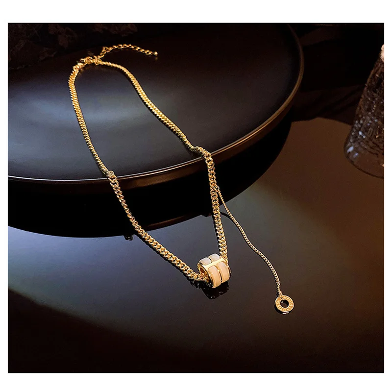 

South Korea fashionable new personality tide opal circle necklace choker chain clavicle chain web celebrity temperament design c