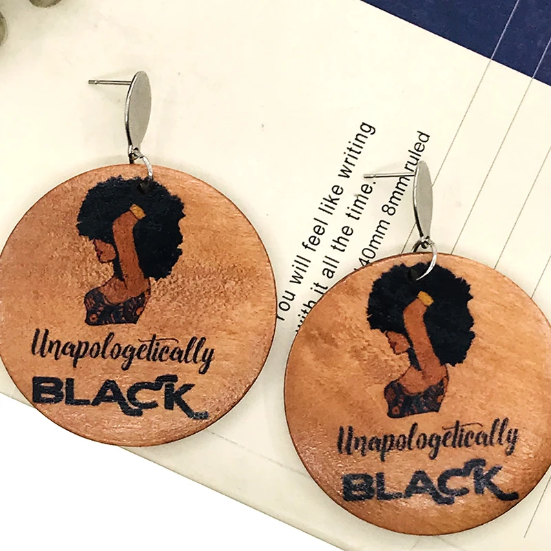 Модные Винтажные окрашенные деревянные серьги для девушек женские массивные