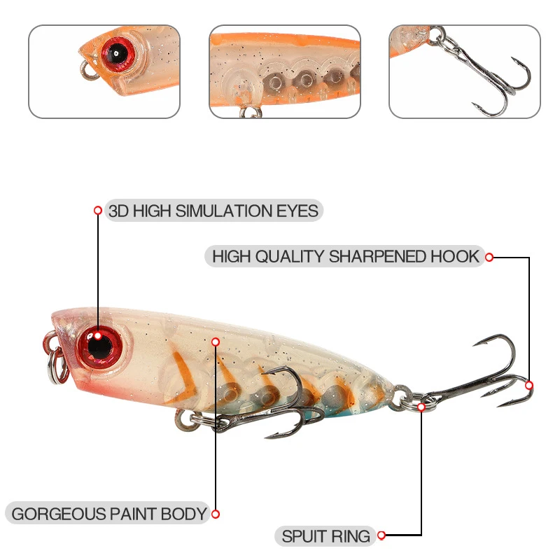 1Pc Fishing Lure 45Mm 3G Sinking Sea Hooks Bait 2 Treble Artificial Hard | Спорт и развлечения