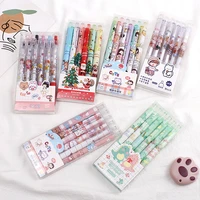 6pcsset creative cute cartoon simple small fresh gel pen kawaii quick drying cap neutral pens journal supplies stationery