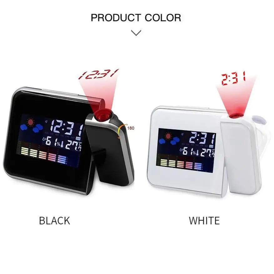 

Home Decor LED electronic clock Digital snooze alarm clock Home black Multifunction Calendar Temperature Projection Travel clock
