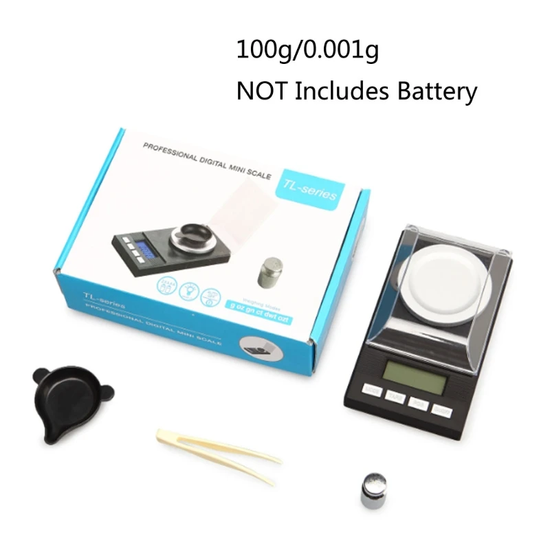 

Digital Milligram Scale 100g/ 0.001g Portable Jewelry Scale LCD Backlit Tare Micro Scale for Powder Medicine Gold Gem