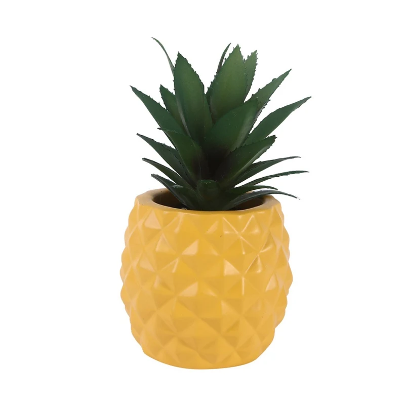 

(A Pot) Fake Resin Pineapple Green Plant Desk Decorative Ornament Practical and durable fruit decorations Beautiful funny