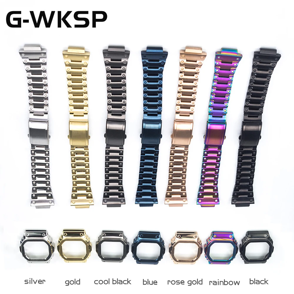 G-WKSP DW5600 5610 5030 серебристый обновленный набор ремешок для часов аксессуары металлический чехол для часов из нержавеющей стали/ободок для мужчин