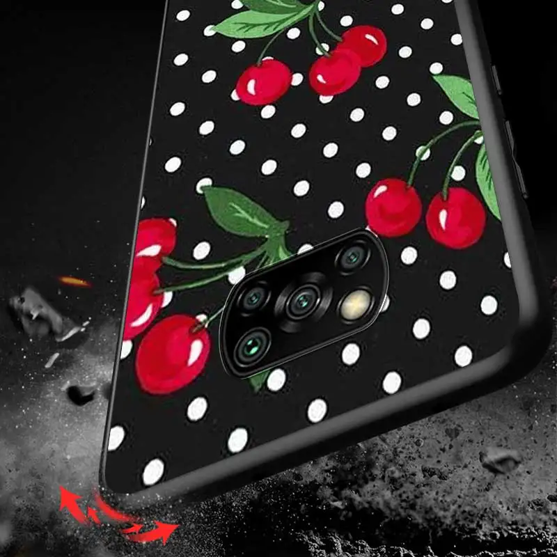 

Cherry Fruit Sweet For Xiaomi Redmi K30 K30S Mi 10T Lite Pro Poco X3 NFC X2 M3 M2 F2 Pro C3 F1 Black Phone Case