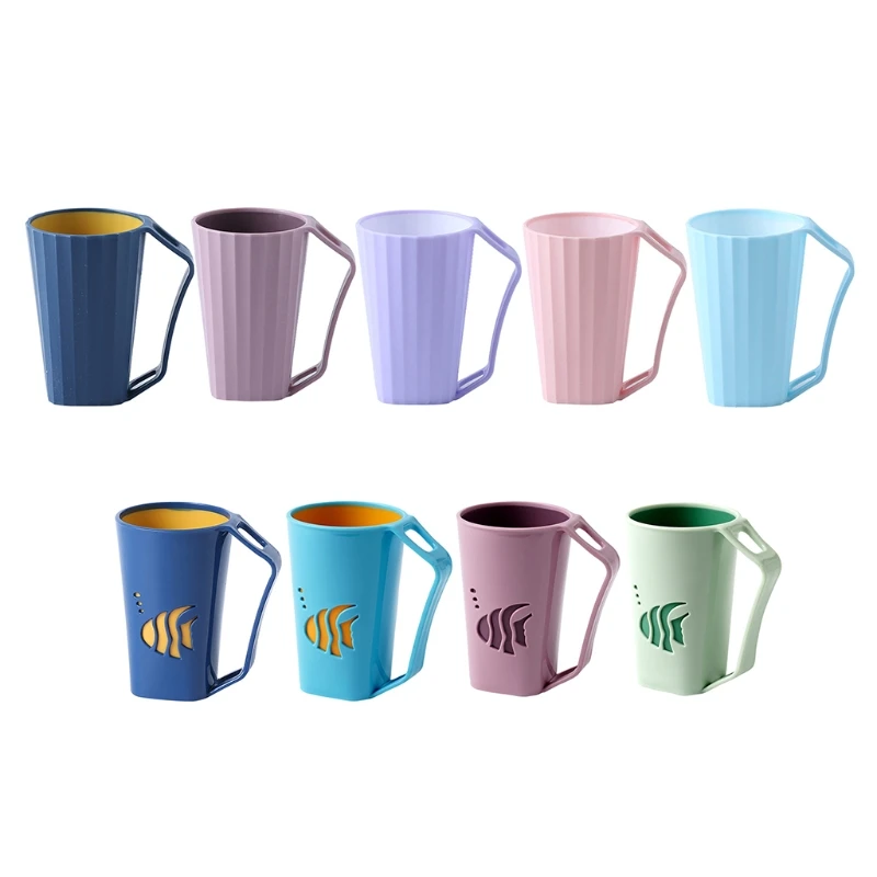 

N58C Modern Minimalist Couple Bathroom Tumbler Cup with Handle for Brushing Rinse Toothbrush Holder Household Washing Mug