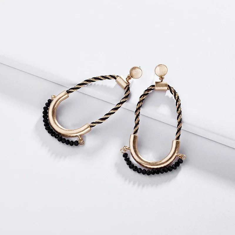 Женские серьги в металлической оплетке Разноцветные с стеклянными бусинами модные вечерние украшения