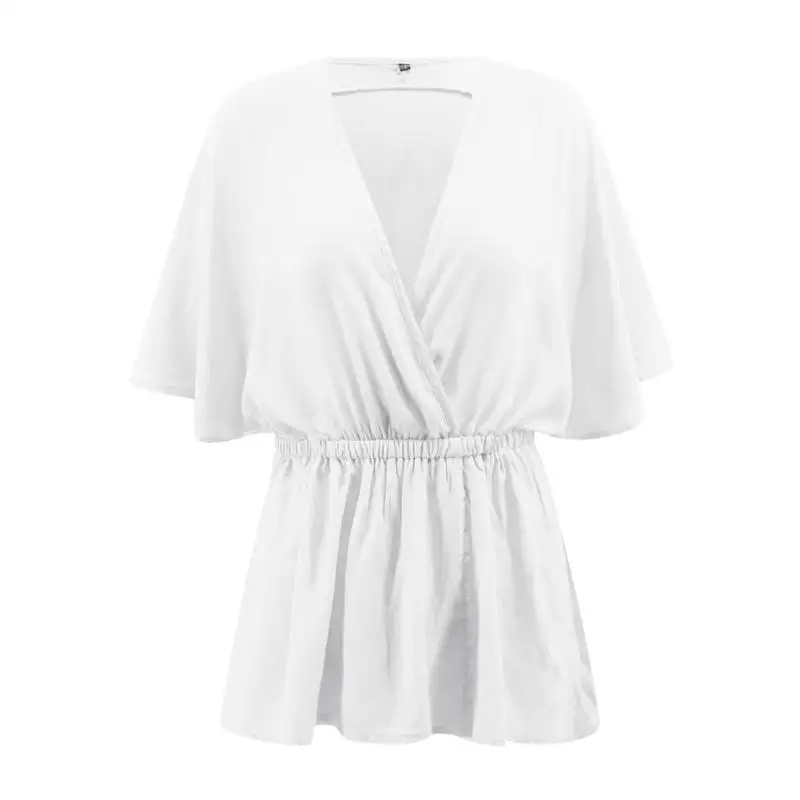 Модная женская офисная блуза Женские однотонные пуловеры с рукавом летучая мышь