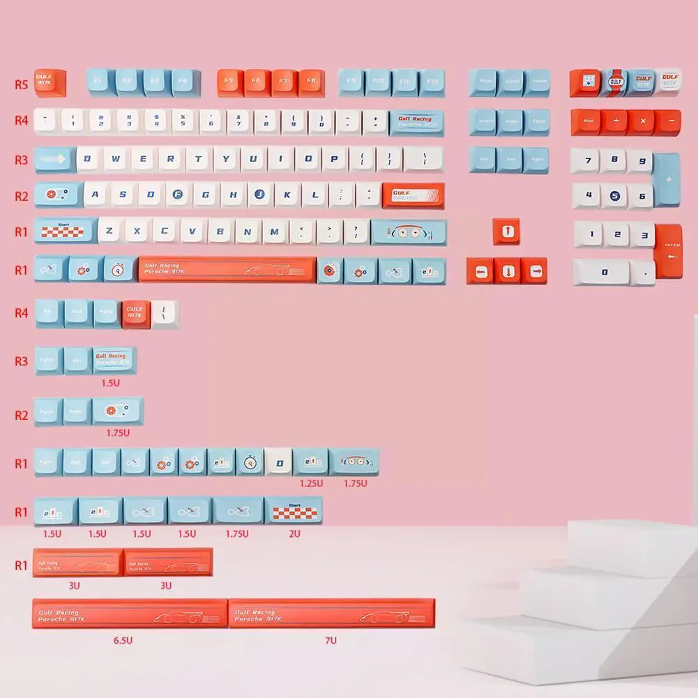 

140 Gulf Racing Cap Kda Profile Dye Subb Caps Compatible Board Mechanical L9x1