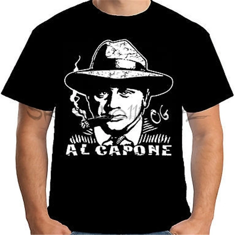 Velocitee для мужчин s Al Capone футболка Гангстер толпа мафия бандит мужские черные