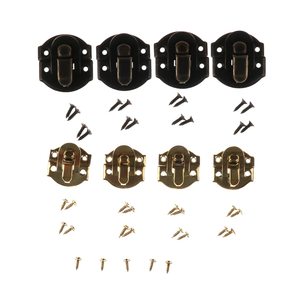 4 шт./лот, сундук для украшений, чехол для чемодана, пряжки для багажника, застежка, защелка, застежка, 26x29 мм, бронзовое золото