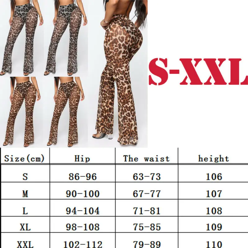 Новые женские леопардовые сексуальные пляжные сетчатые прозрачные расклешенные