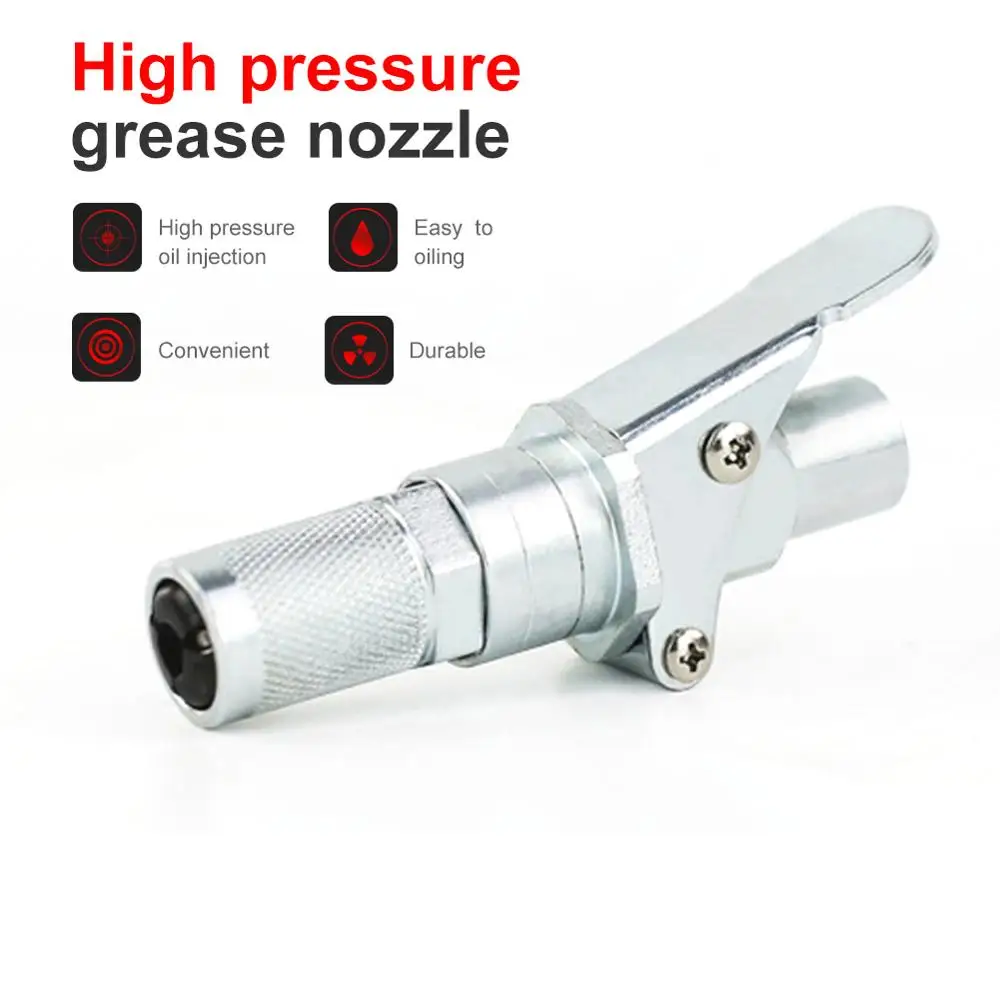 

High Quality Grease Gun Hose + Zerk Fittings 10,000 PSI 1/8" NPT Self-Locking Two Press Grease Gun Coupler Spray Connector Tools