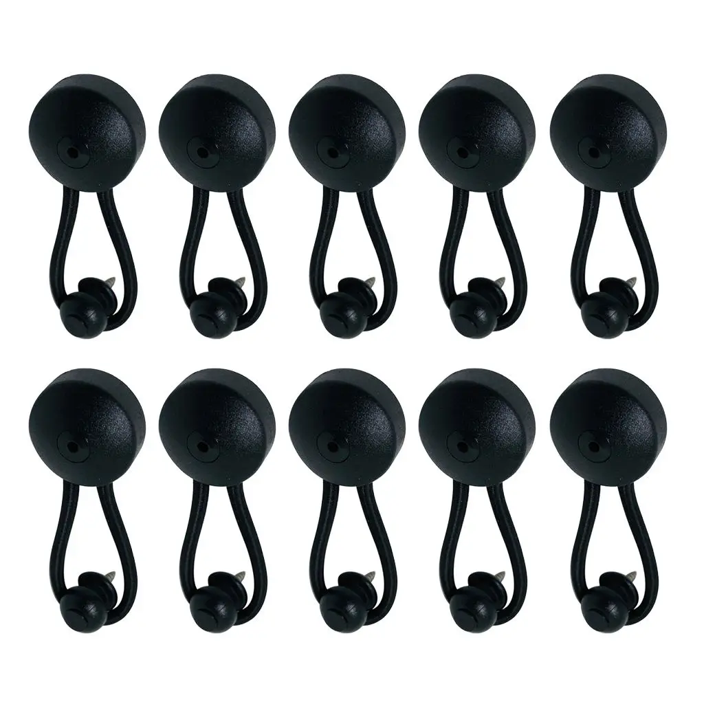 

10 Pack of Shock Cord Fastener Tie Loops for Canvas Covers, Black